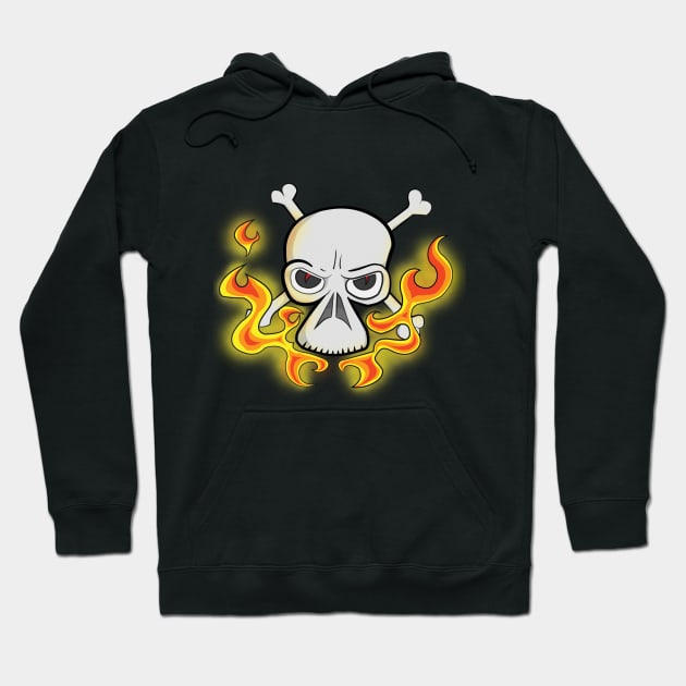 Skull and Fiery Flames Hoodie by Dad n Son Designs